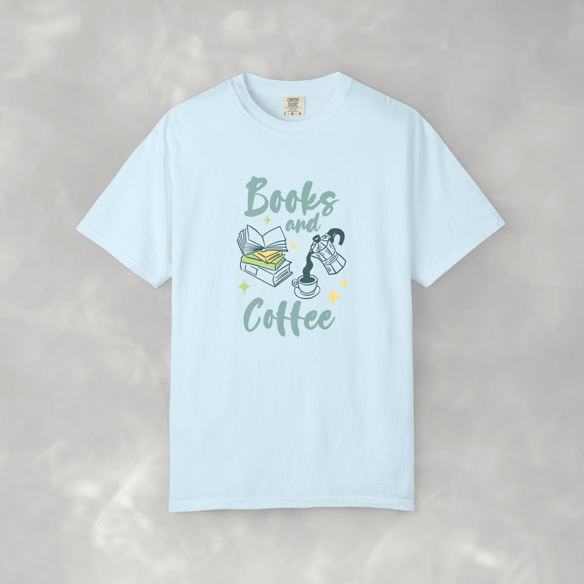 Books and Coffee, Reading, Coffee Lover Comfort Colors Tee
