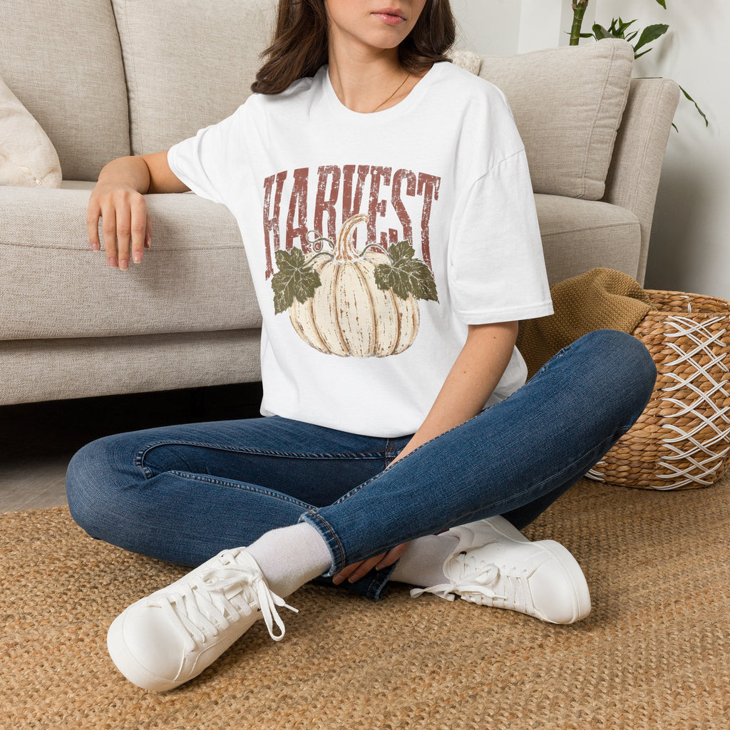Autumn Harvest, White Pumpkin Retro Gildan Unisex Softstyle T-Shirt