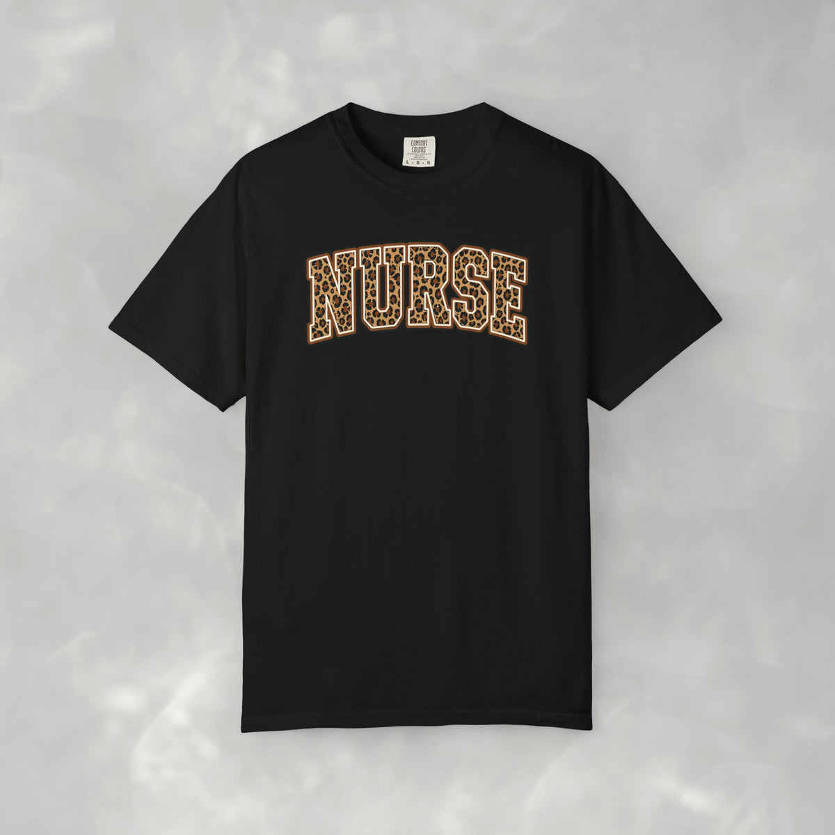 Leopard Print Varsity Nurse Comfort Colors Garment-Dyed T-shirt for RN, LPN, GN, Student Nurse