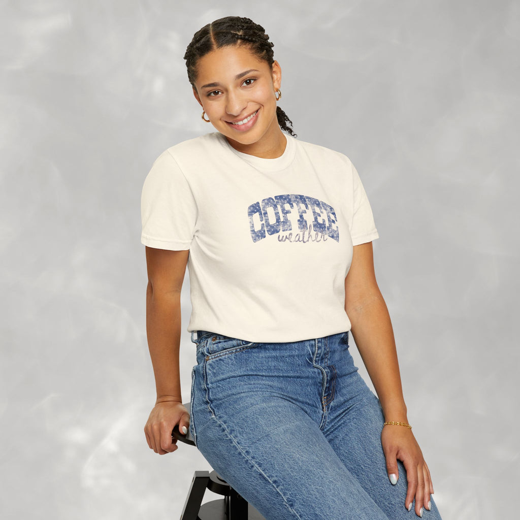 Coffee Weather Distressed Comfort Colors Unisex Garment-Dyed T-shirt