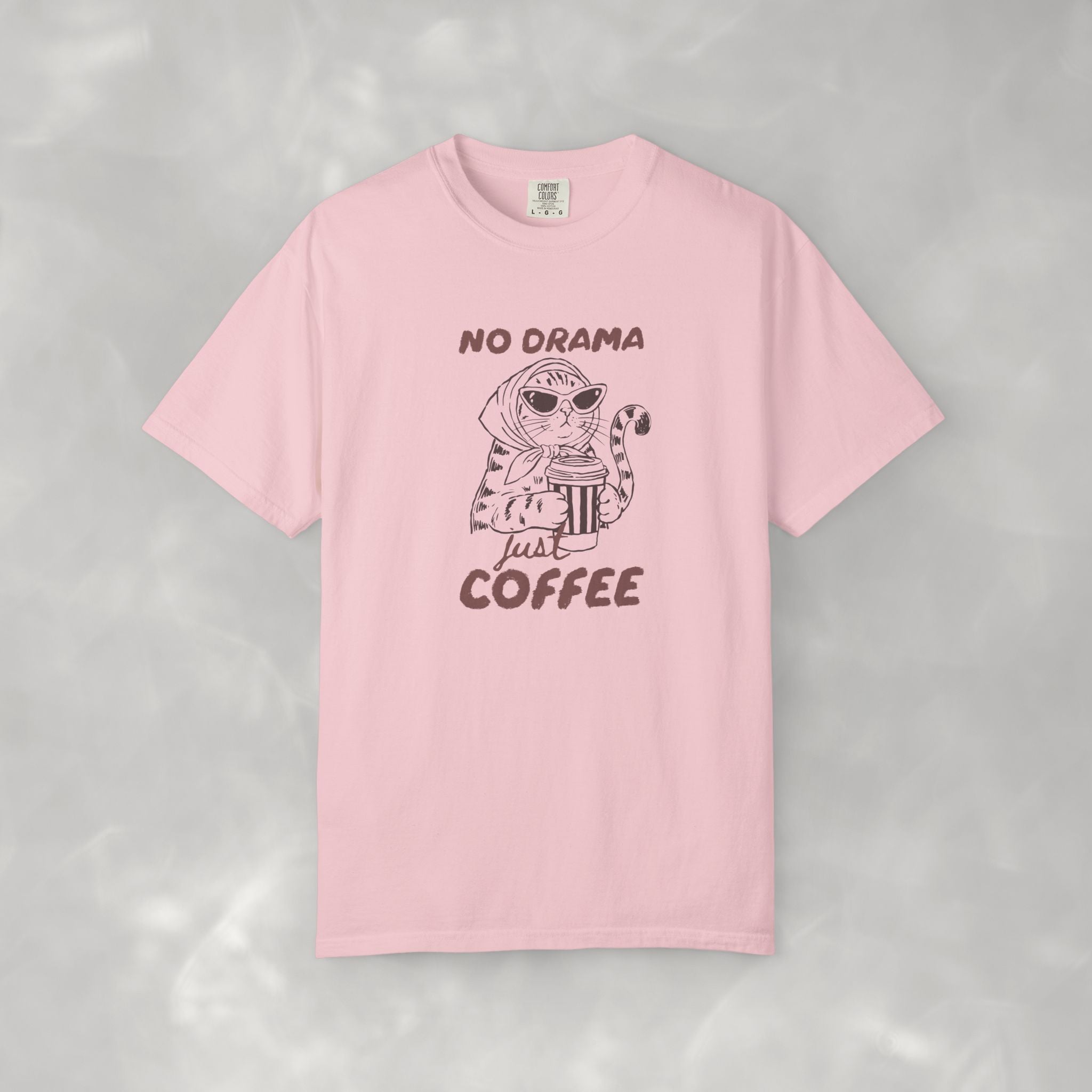 No Drama Just Coffee, Funny, Coffee, Cat Lover Comfort Colors Tee