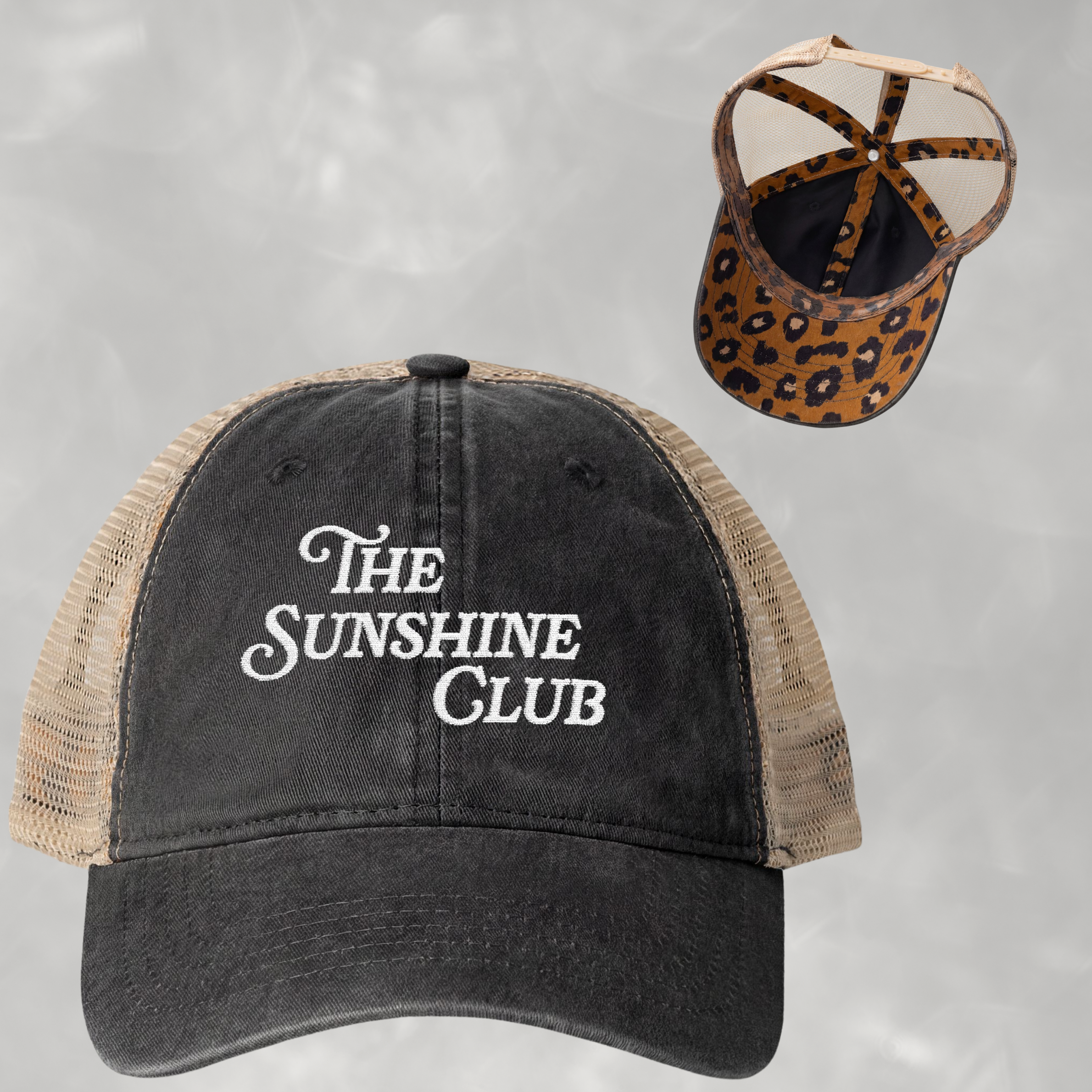 Sunshine Club Women's Embroidered Washed Mesh-Back Cap with Ponytail Opening