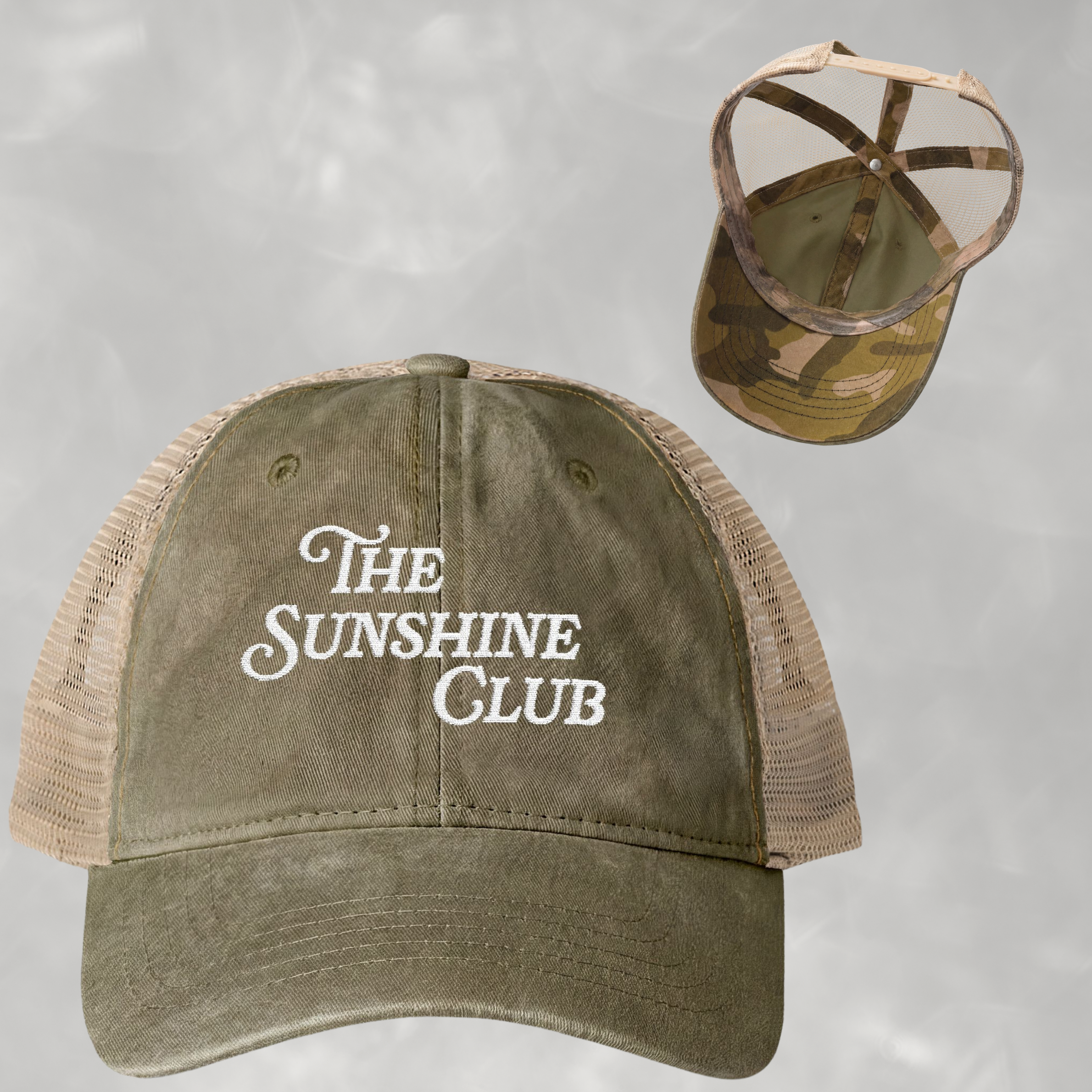 Sunshine Club Women's Embroidered Washed Mesh-Back Cap with Ponytail Opening