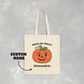 Personalized, Custom Trick-or-Treat, Halloween, Reusable Double-Sided Cotton Canvas Tote Bag for Kids