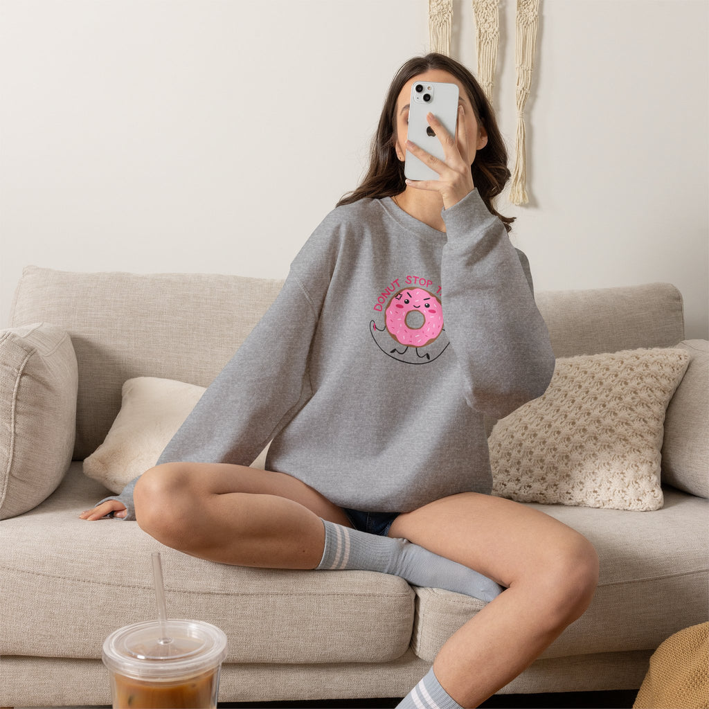 Donut Stop Trying, Funny Cute Motivational Gildan Unisex Heavy Blend™ Crewneck Sweatshirt