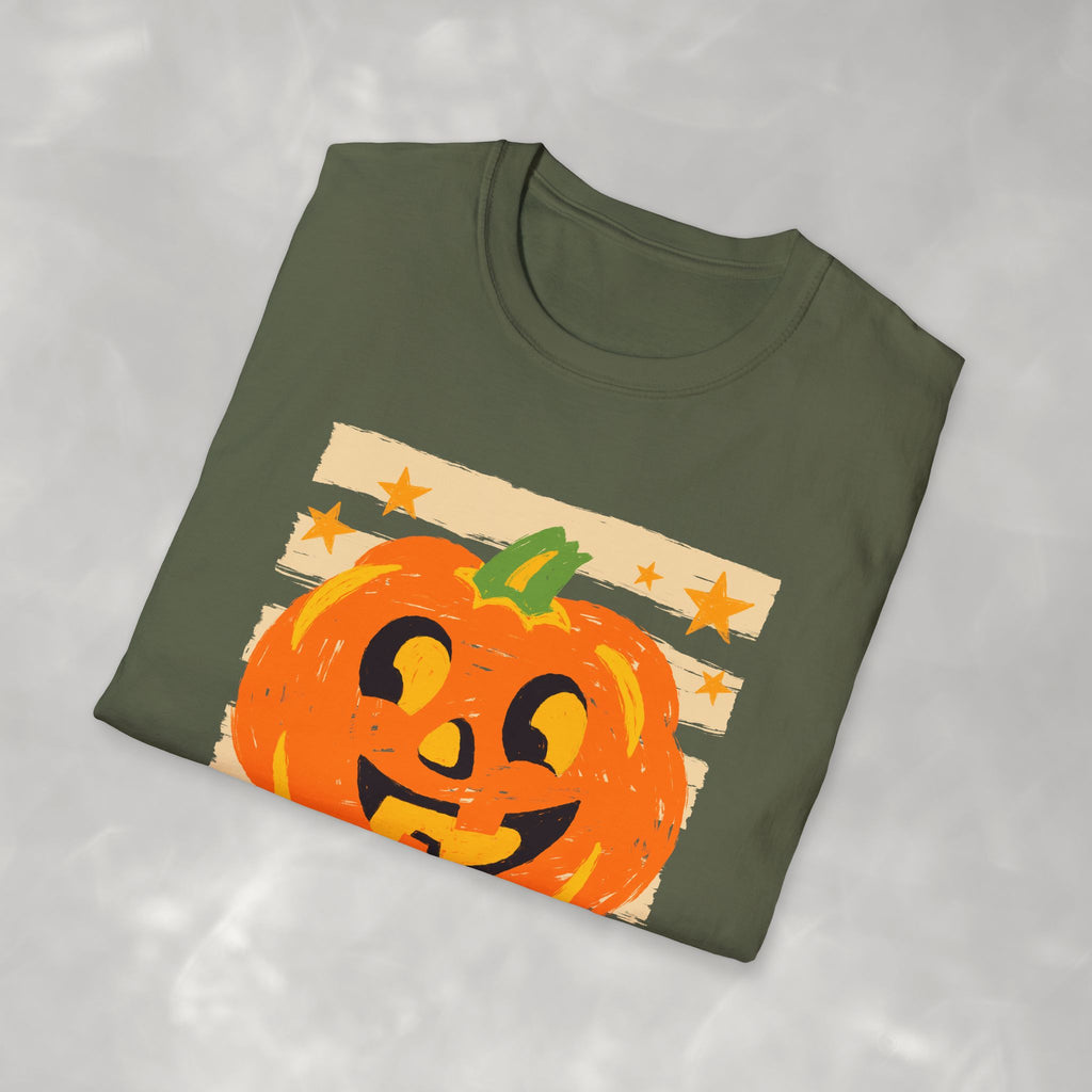 Happy Jack-O-Lantern, Striped Halloween Gildan Unisex Softstyle T-Shirt