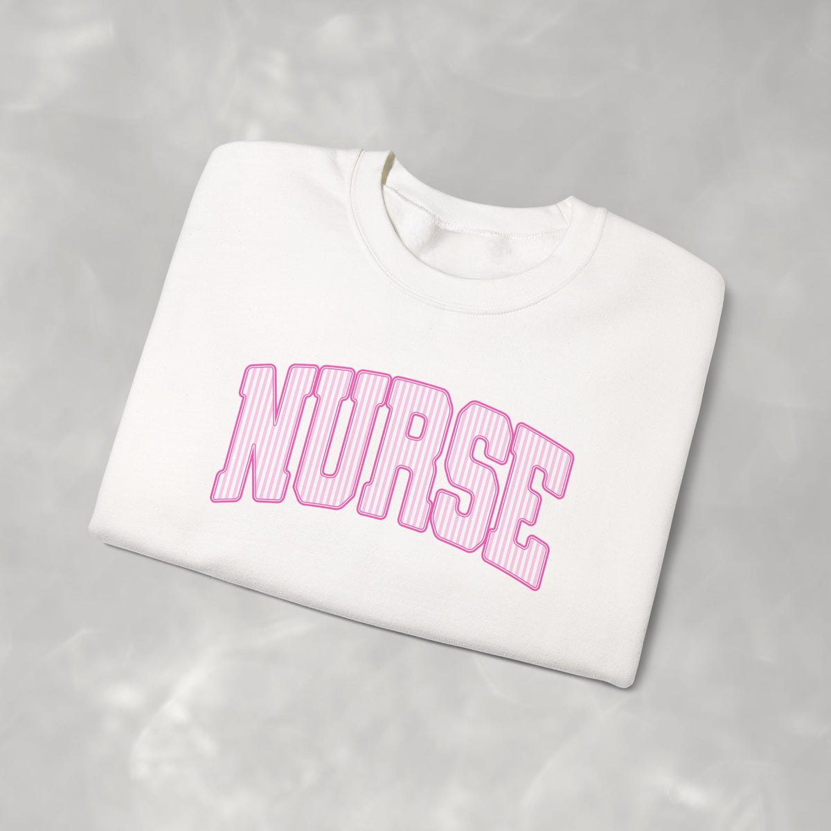 Pink Striped Varsity Nurse Gildan Unisex Heavy Blend™ Crewneck Sweatshirt for RN, LPN, GN, Student Nurse