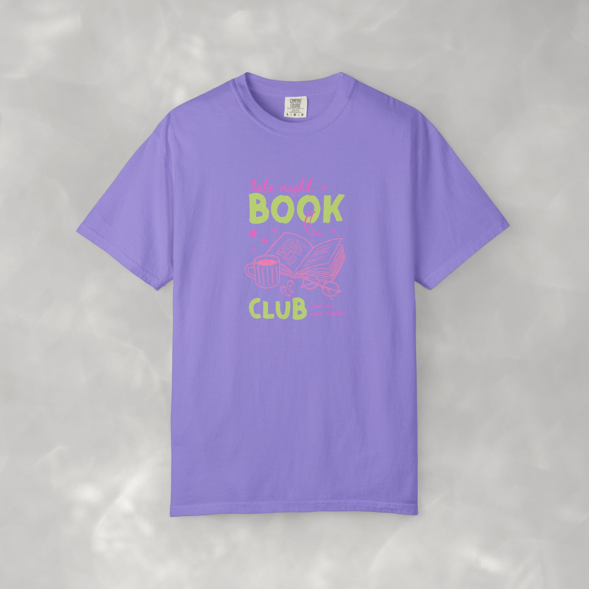 Late Night Book Club, Comfort Colors Book Lover, Reader Tee for Women,