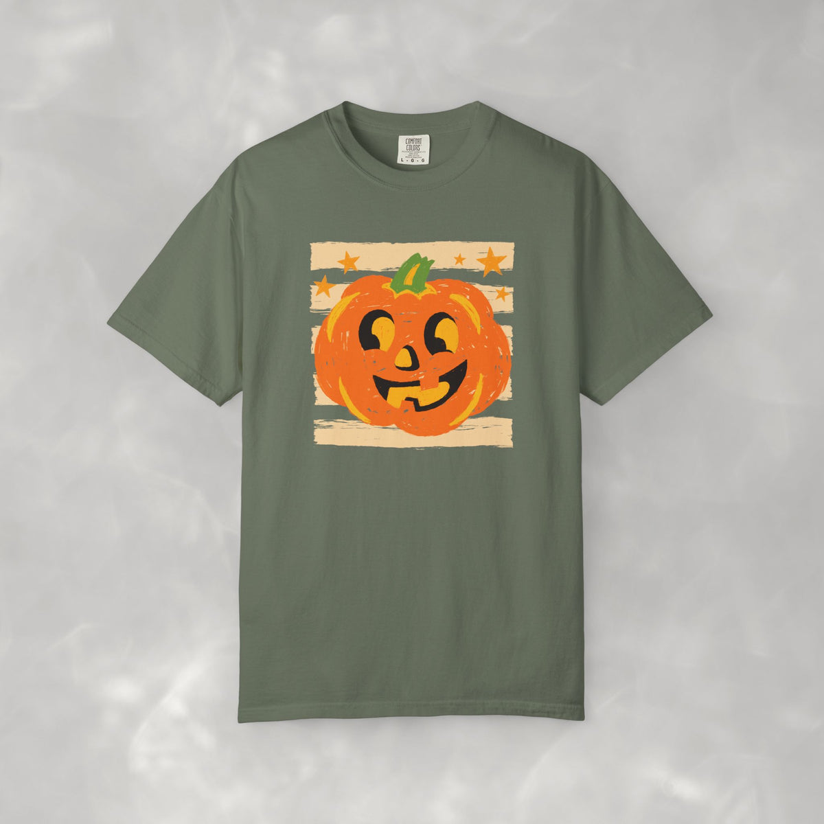 Happy Jack-O-Lantern, Striped Halloween Comfort Colors Unisex Garment-Dyed T-shirt