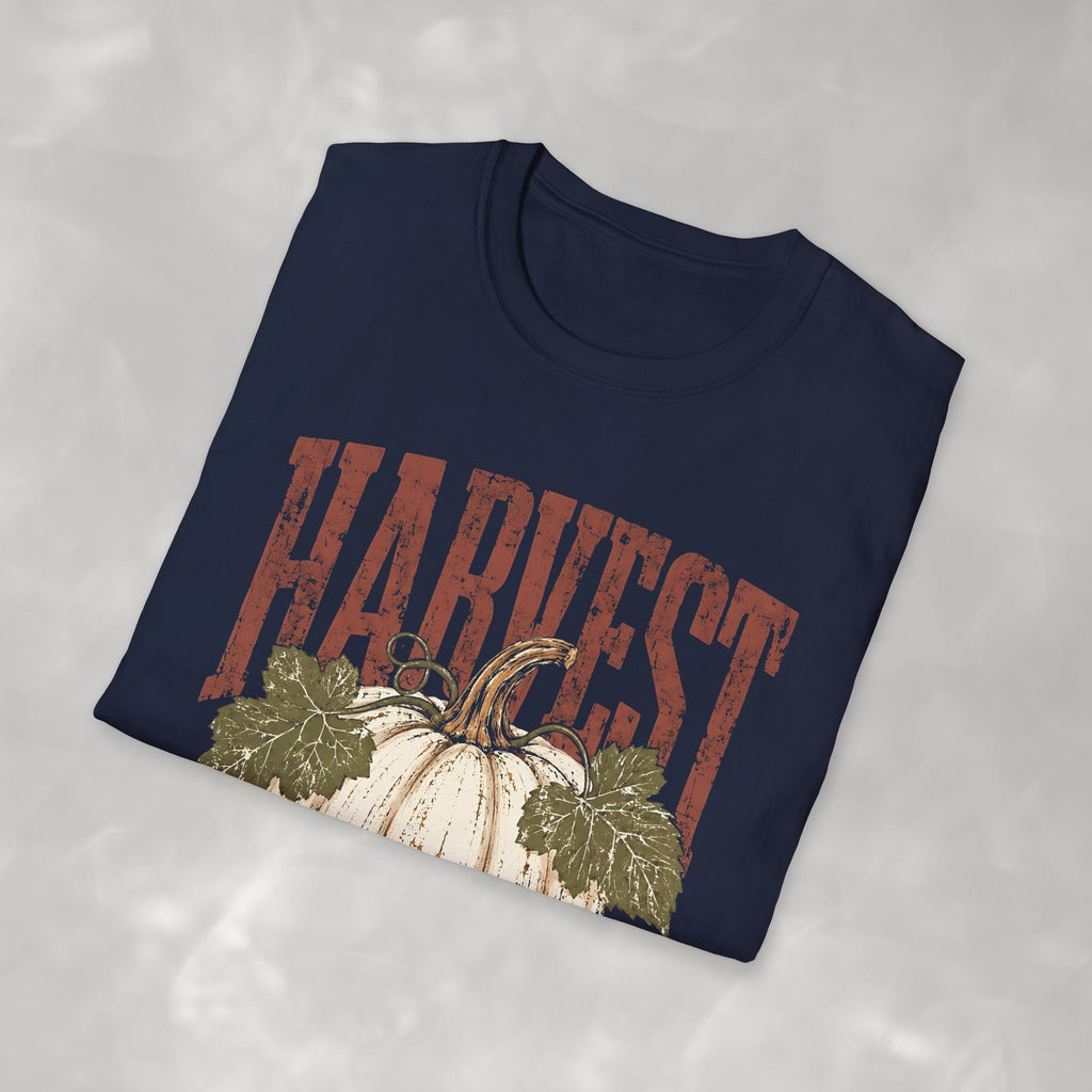 Autumn Harvest, White Pumpkin Retro Gildan Unisex Softstyle T-Shirt