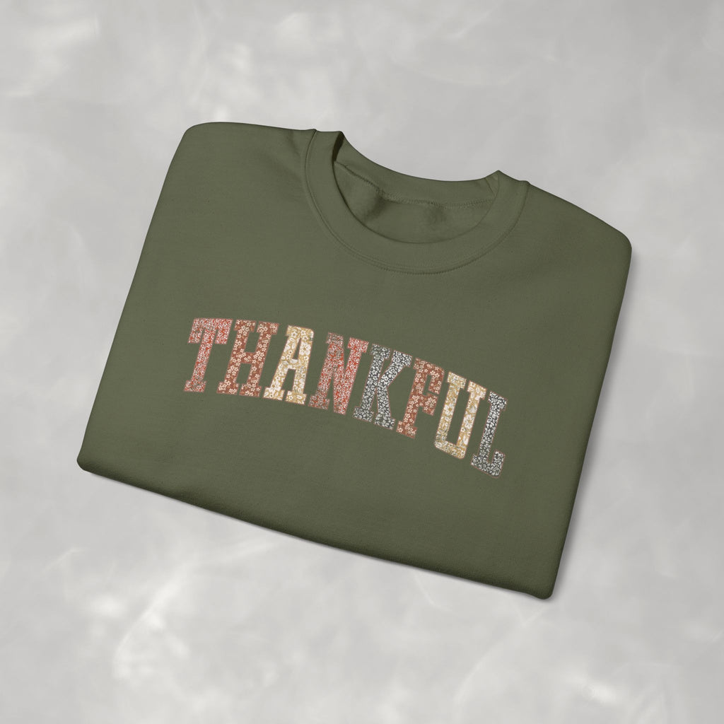 Thankful Cute Boho Trendy Gildan Unisex Heavy Blend™ Crewneck Sweatshirt for Autumn, Fall, Thanksgiving