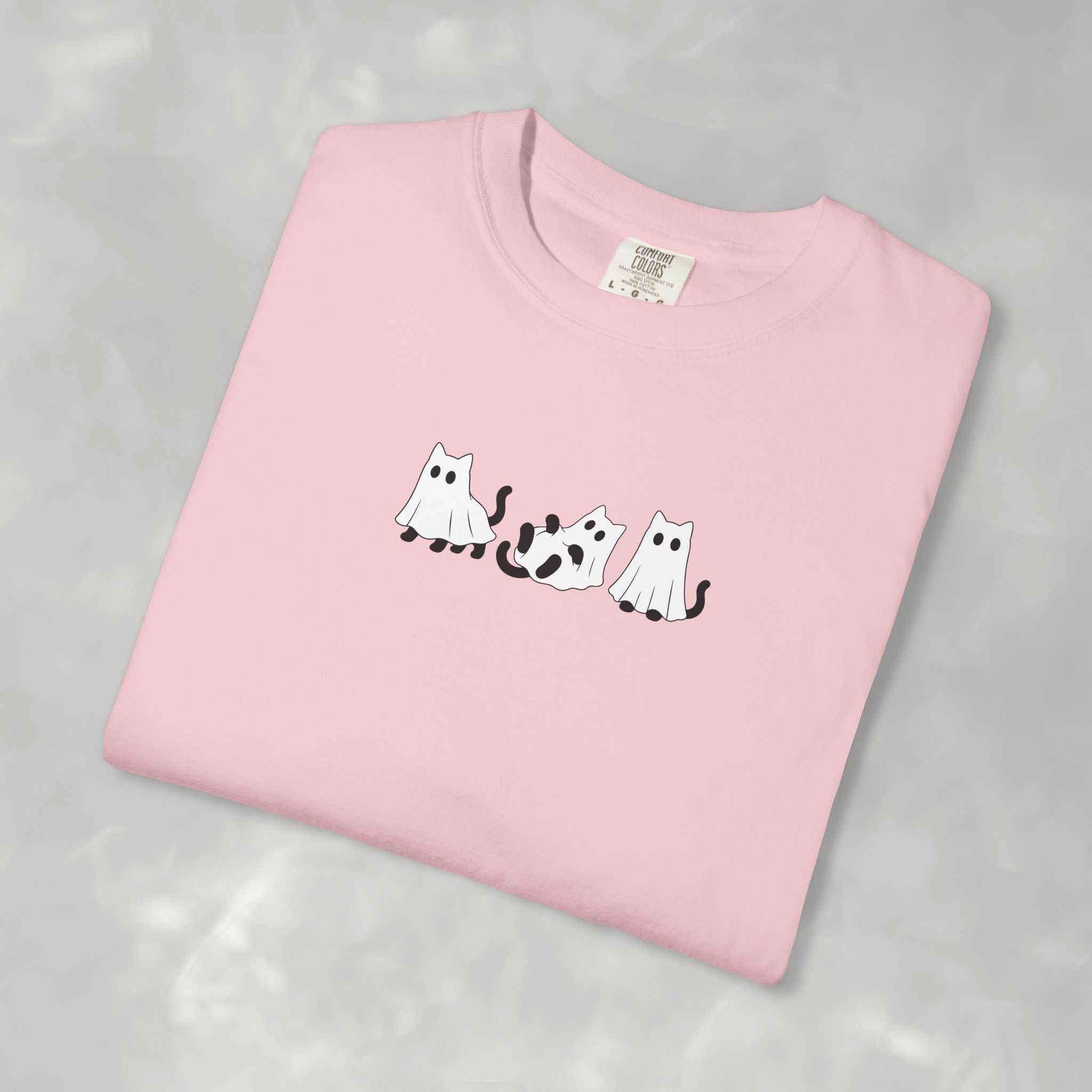 Cute Black Cat Ghosts, Haunted Kitties Halloween Comfort Colors Tee