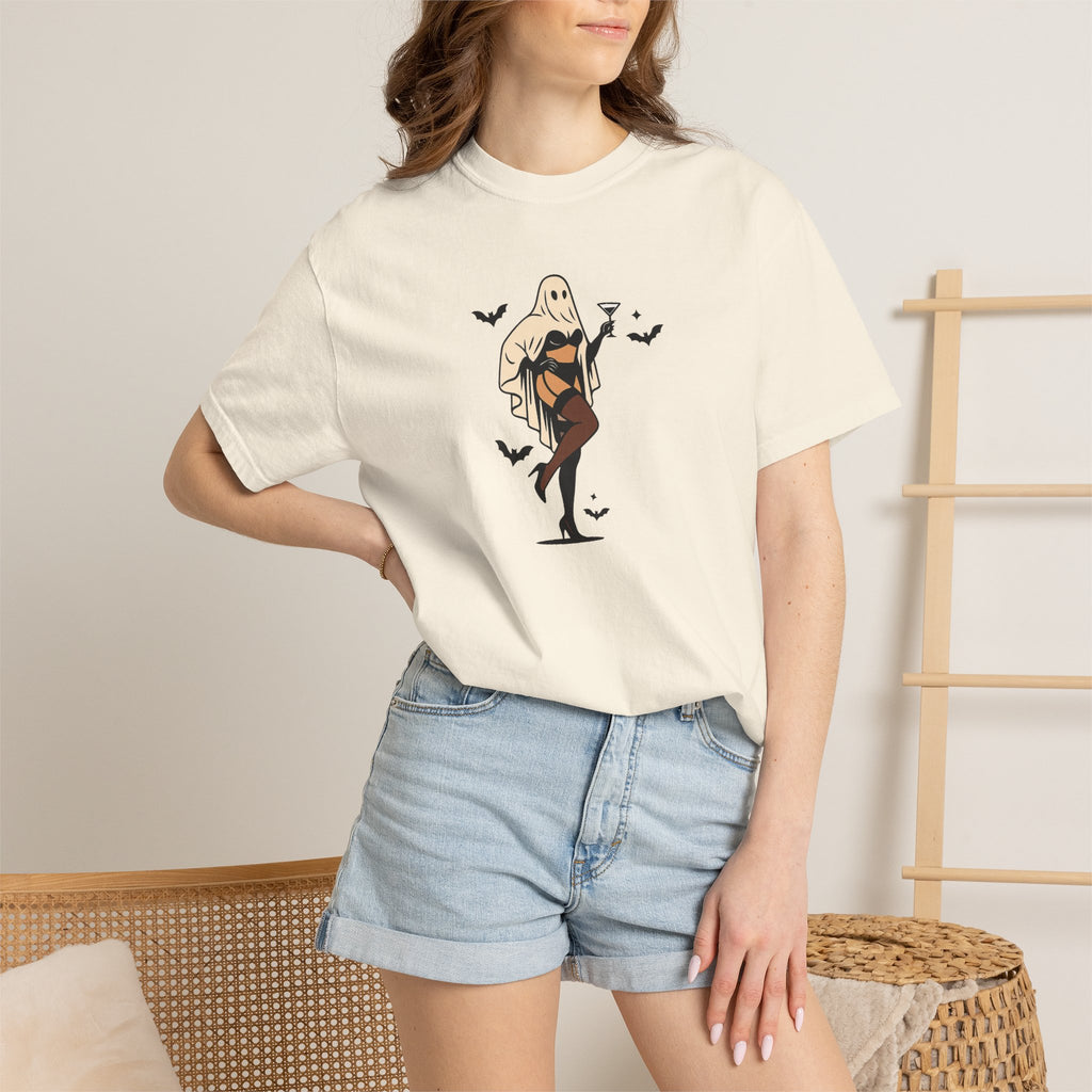 Spooky Retro Ghost Babe Unisex Comfort Colors Tee