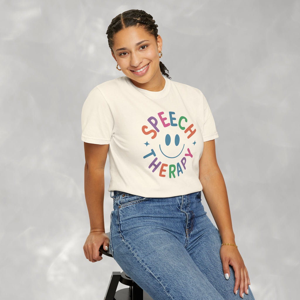 Speech Therapy, Cute Playful Smile, SLP, SLPA Comfort Colors Tee