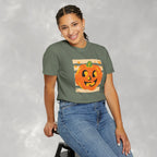 Happy Jack-O-Lantern, Striped Halloween Comfort Colors Unisex Garment-Dyed T-shirt