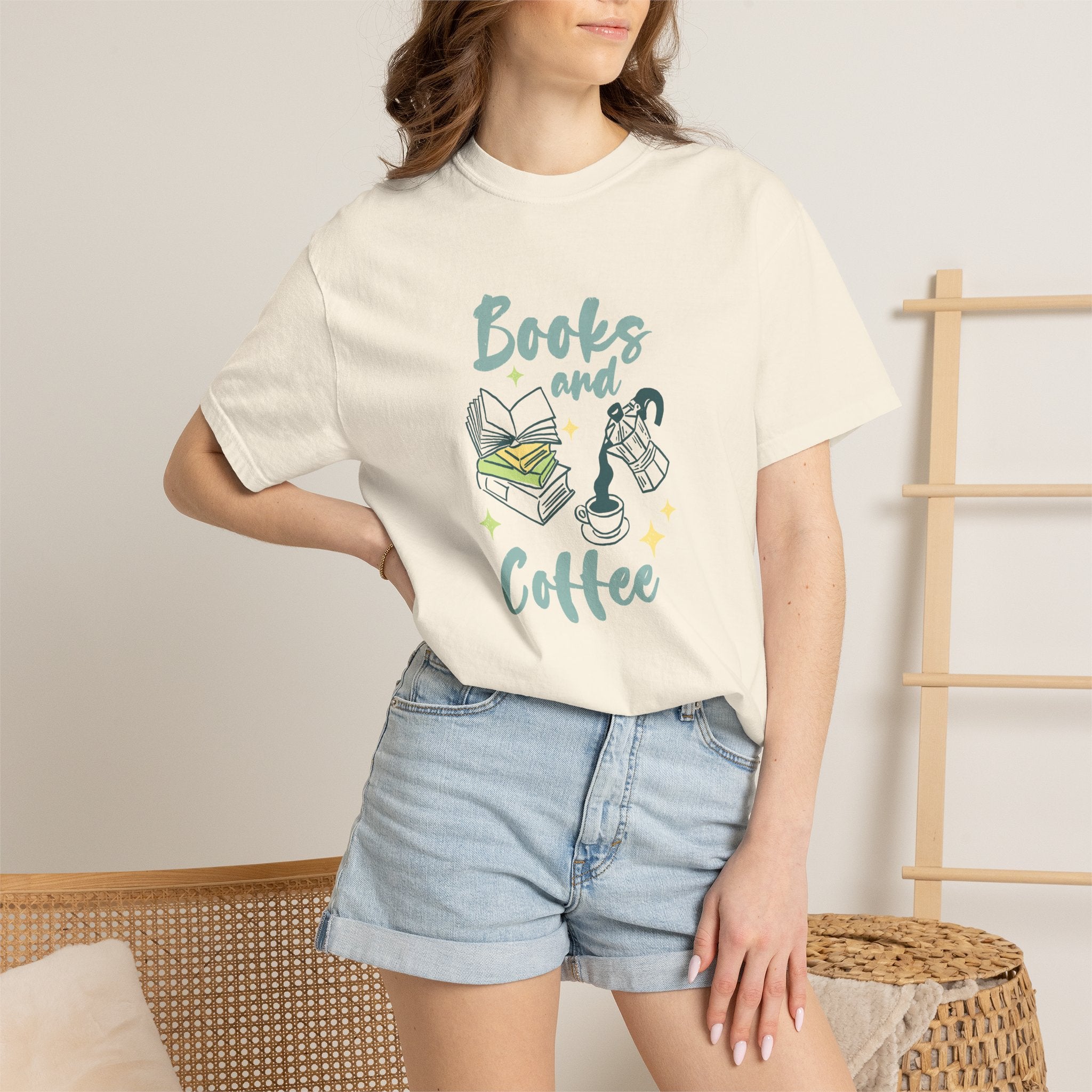 Books and Coffee, Reading, Coffee Lover Comfort Colors Tee