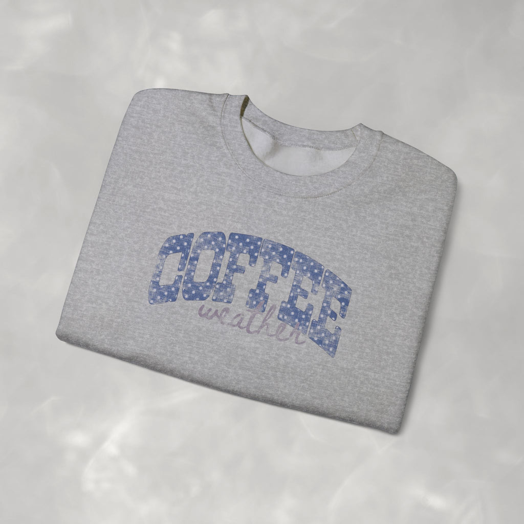 Coffee Weather Distressed Trendy Gildan Unisex Heavy Blend™ Crewneck Sweatshirt for Autumn, Fall