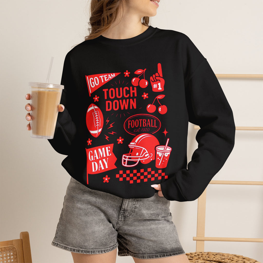 Football Season, Touchdown, Gameday, Cute Gildan Unisex Heavy Blend™ Crewneck Sweatshirt