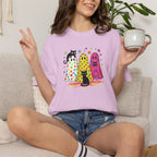 Preppy, Girly, Cute Halloween Ghosts with Cats, Comfort Colors Tee