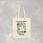 Personalized, Custom Trick-or-Treat, Halloween, Reusable Double-Sided Cotton Canvas Tote Bag for Boys