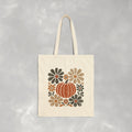 Retro Fall, Autumn Pumpkin Double-Sided Cotton Canvas Tote Bag
