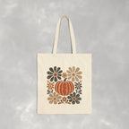 Retro Fall, Autumn Pumpkin Double-Sided Cotton Canvas Tote Bag