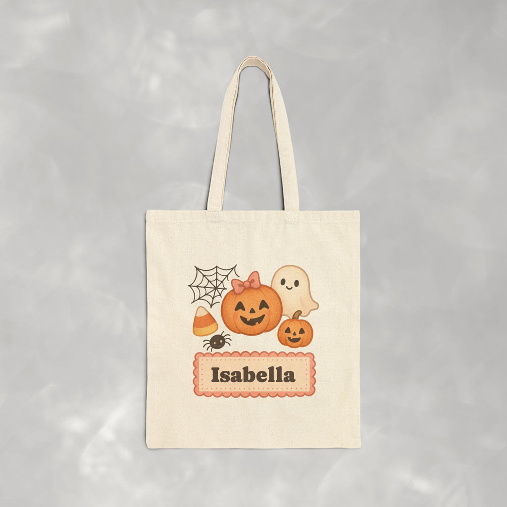 Personalized, Custom Trick-or-Treat, Halloween, Reusable Double-Sided Cotton Canvas Tote Bag for Girls