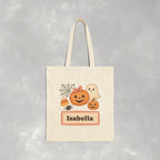 Personalized, Custom Trick-or-Treat, Halloween, Reusable Double-Sided Cotton Canvas Tote Bag for Girls