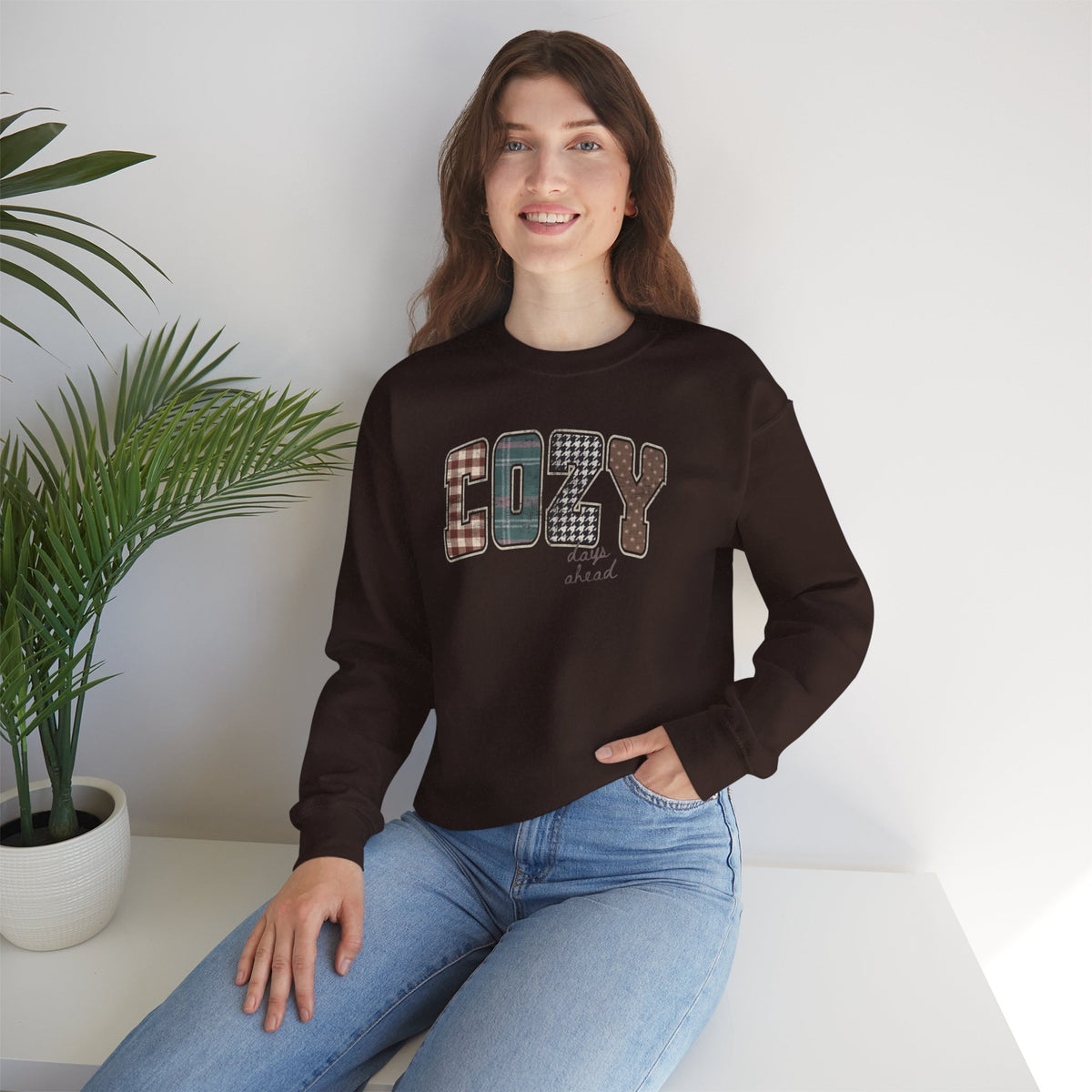 Cozy Days Ahead Cute Trendy Gildan Unisex Heavy Blend™ Crewneck Sweatshirt for Autumn, Fall, Thanksgiving