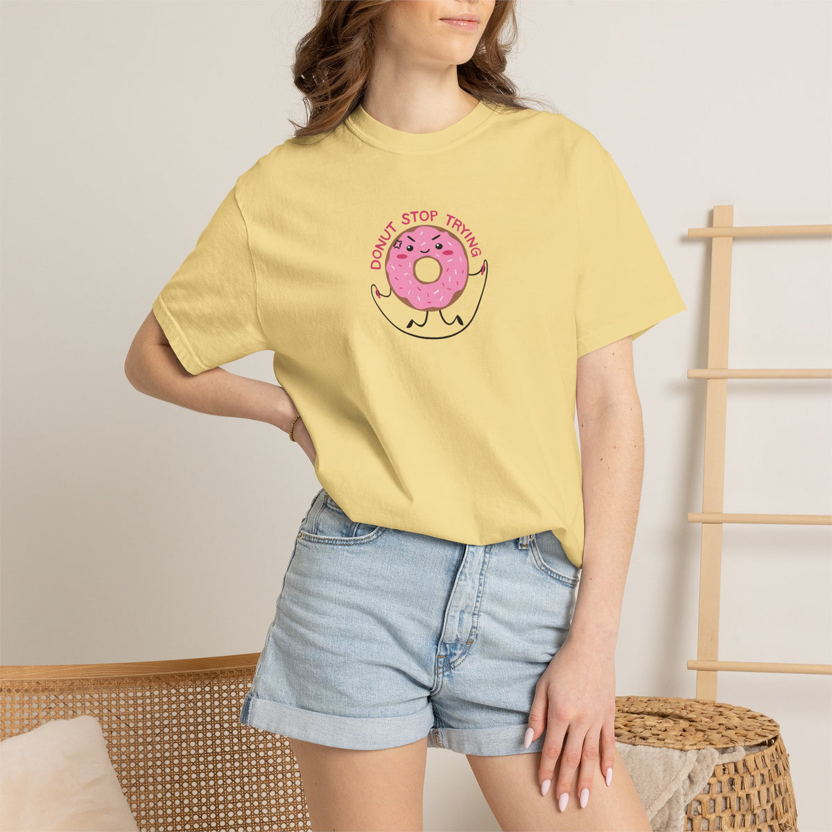 Donut Stop Trying, Funny Cute Motivational Unisex Comfort Colors Tee for OT, PT