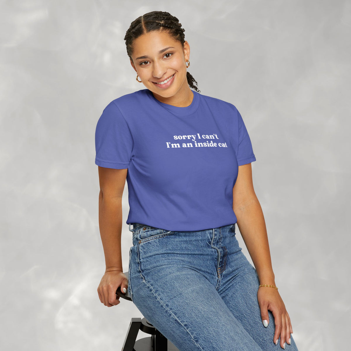 Sorry I Can't I'm an Inside Cat, Funny Cat Lover Comfort Colors Unisex Garment-Dyed T-shirt