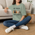 No Tricks Just Chicks, Funny Halloween Chickens in Costumes, Gildan Unisex Softstyle T-Shirt