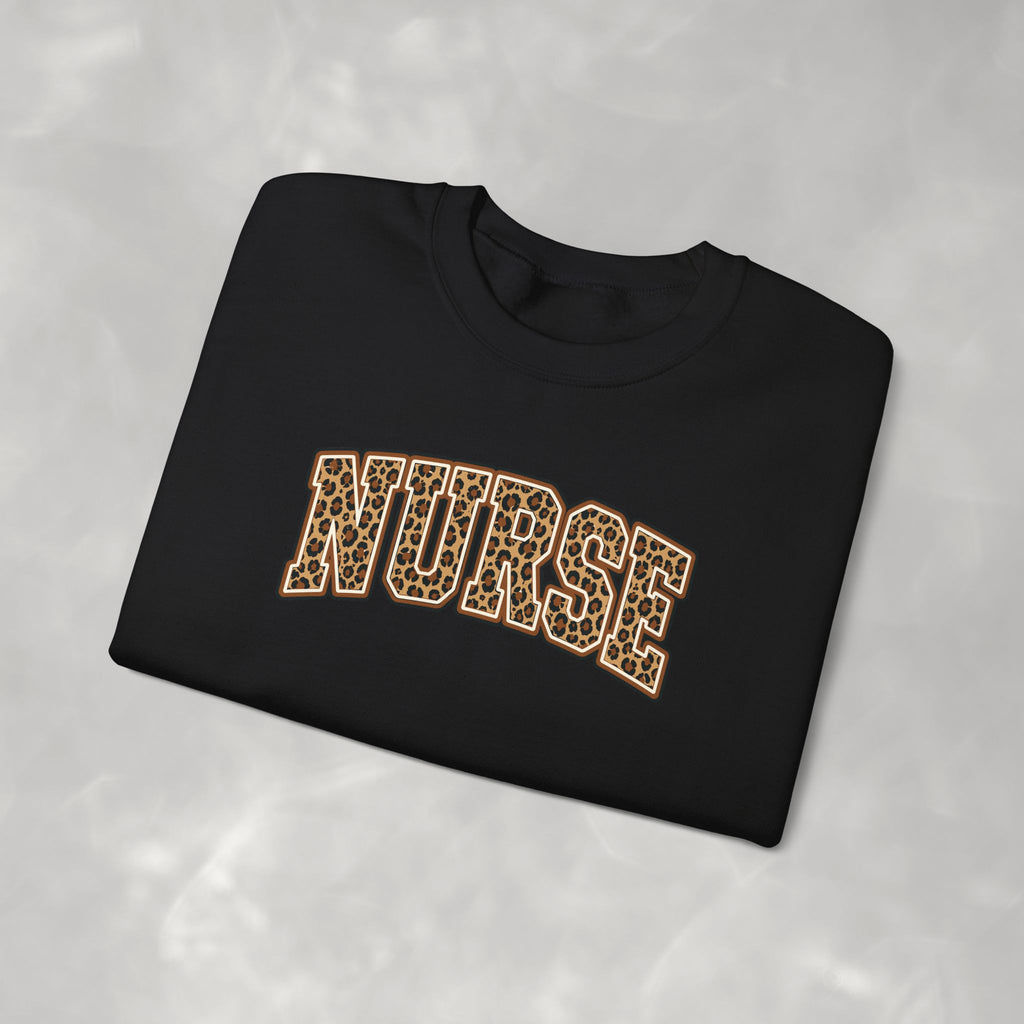 Leopard Print Varsity Nurse Gildan Unisex Heavy Blend™ Crewneck Sweatshirt