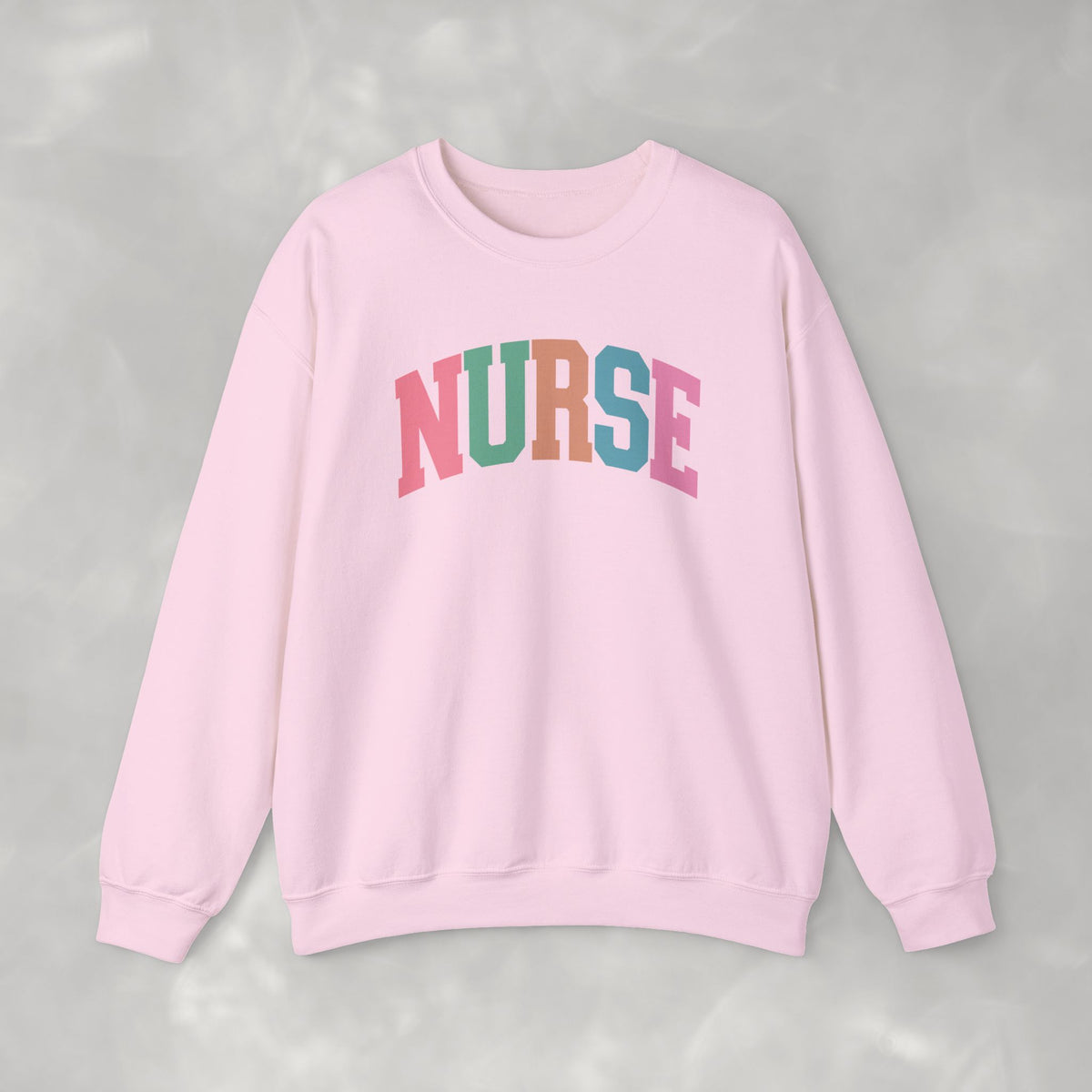 Colorful Fun Whimsical Varsity Nurse Gildan Unisex Heavy Blend™ Crewneck Sweatshirt for RN, LPN, GN, Student Nurse