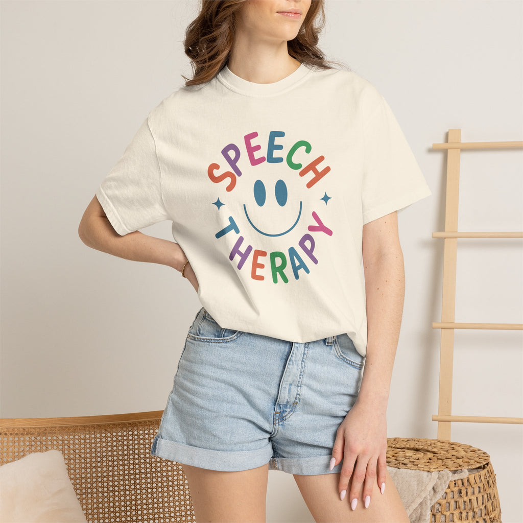 Speech Therapy, Cute Playful Smile, SLP, SLPA Comfort Colors Tee
