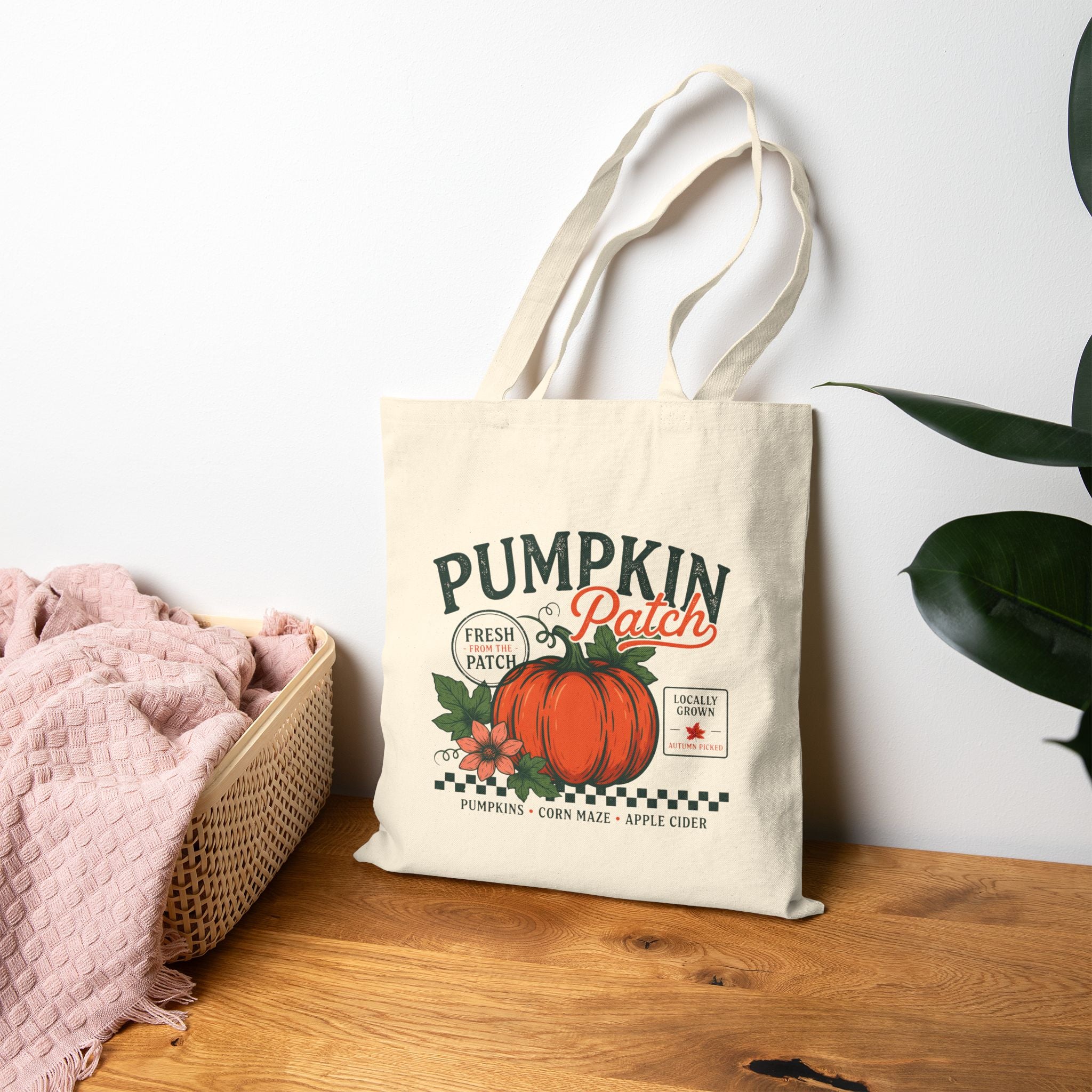 Pumpkin Patch Double-Sided Cotton Canvas Tote Bag