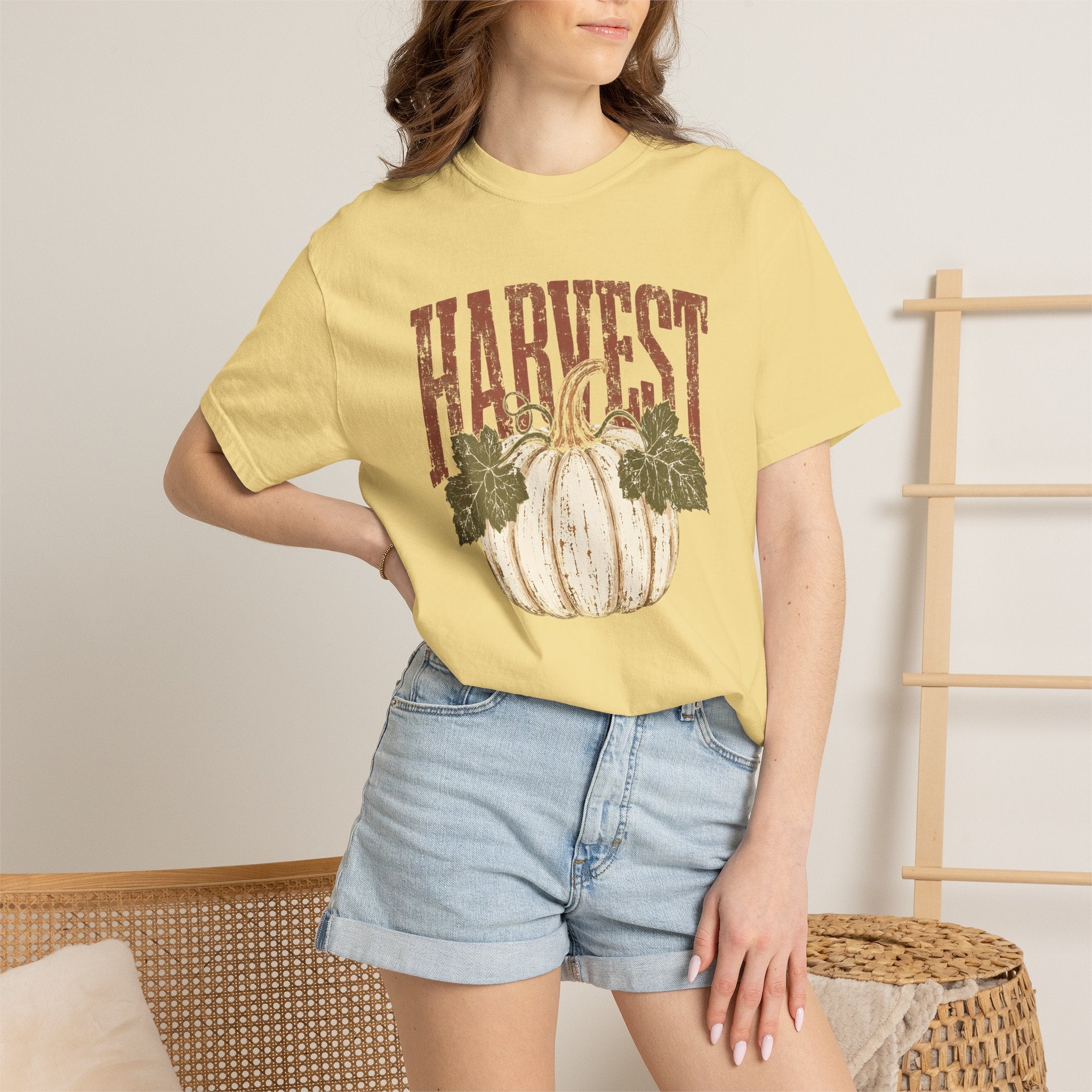Autumn Harvest, White Pumpkin Retro Comfort Colors Tee