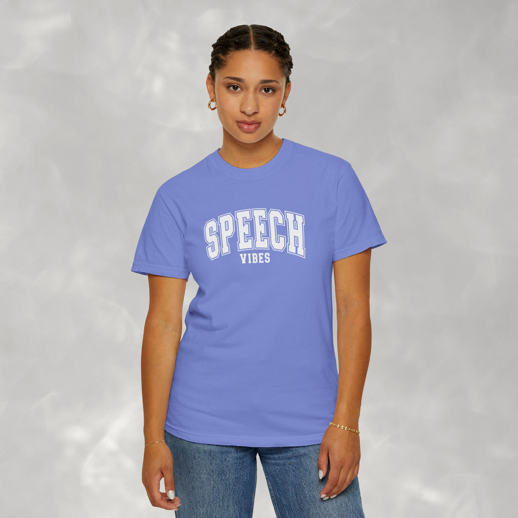 Speech Vibes, Unisex Comfort Colors Tee for SLP, SLPA, Speech Therapy