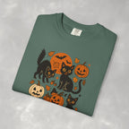Spooky Black Cats and Jack-O-Lanterns, Unisex Comfort Colors Tee