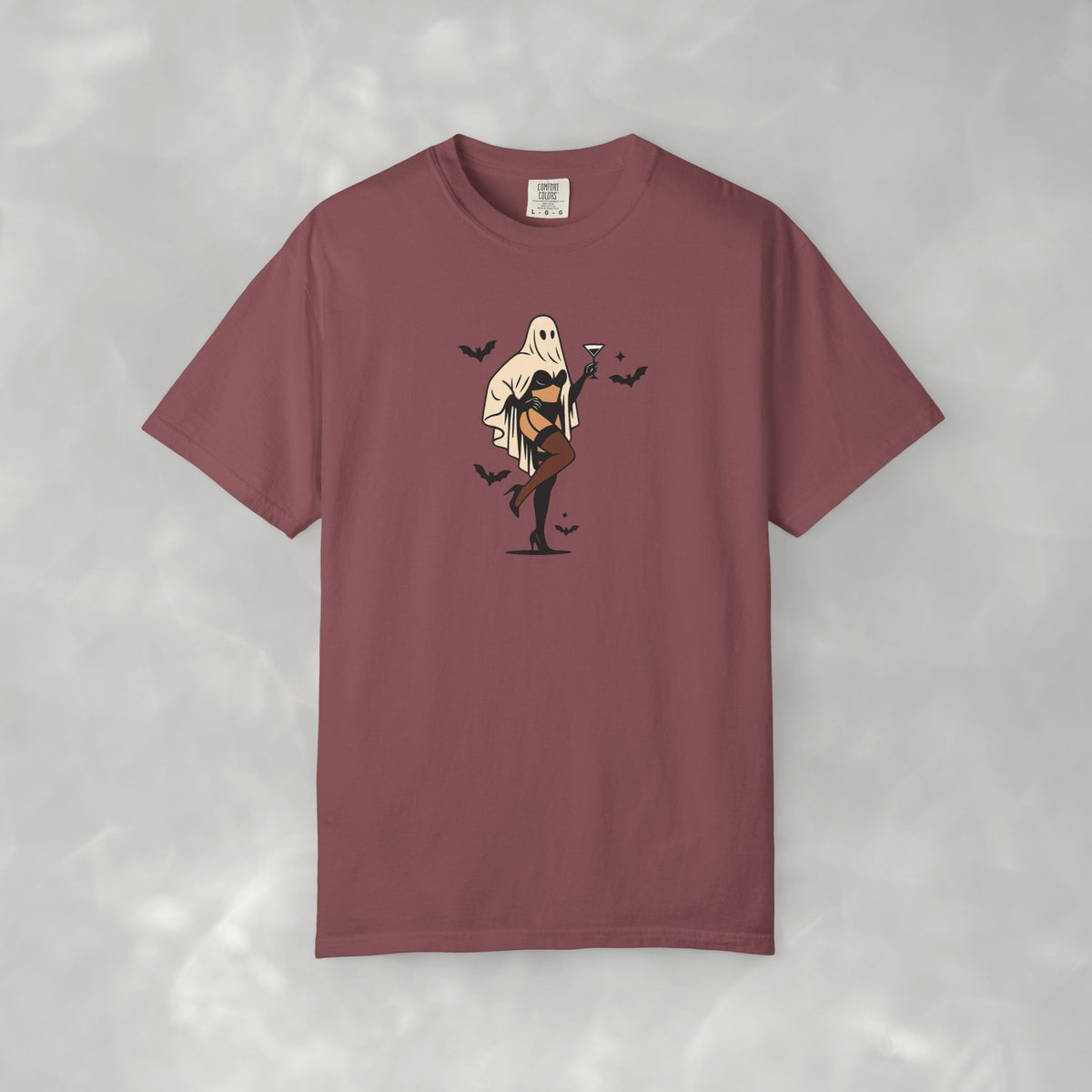 Spooky Retro Ghost Babe Unisex Comfort Colors Tee