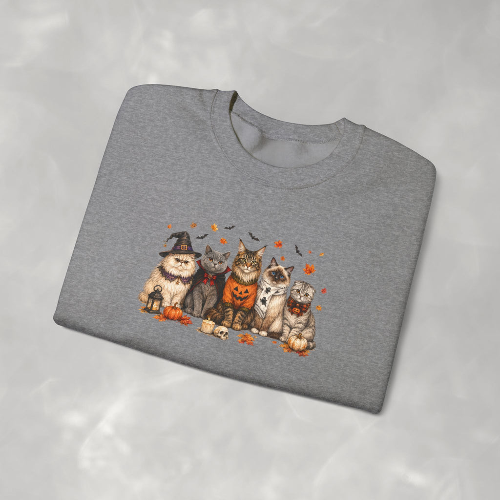 Retro Cats in Halloween Costume Gildan Unisex Heavy Blend™ Crewneck Sweatshirt