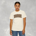 Leopard Print Varsity Nurse Comfort Colors Garment-Dyed T-shirt for RN, LPN, GN, Student Nurse