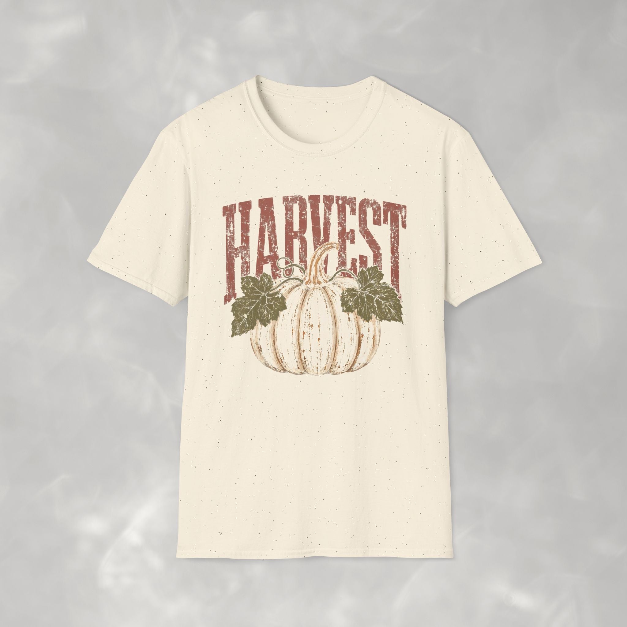 Autumn Harvest, White Pumpkin Retro Gildan Unisex Softstyle T-Shirt