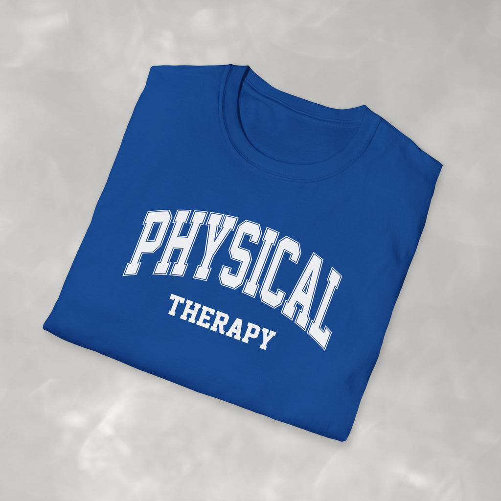 Physical Therapy, Therapist Varsity Style Gildan Unisex Softstyle T-Shirt