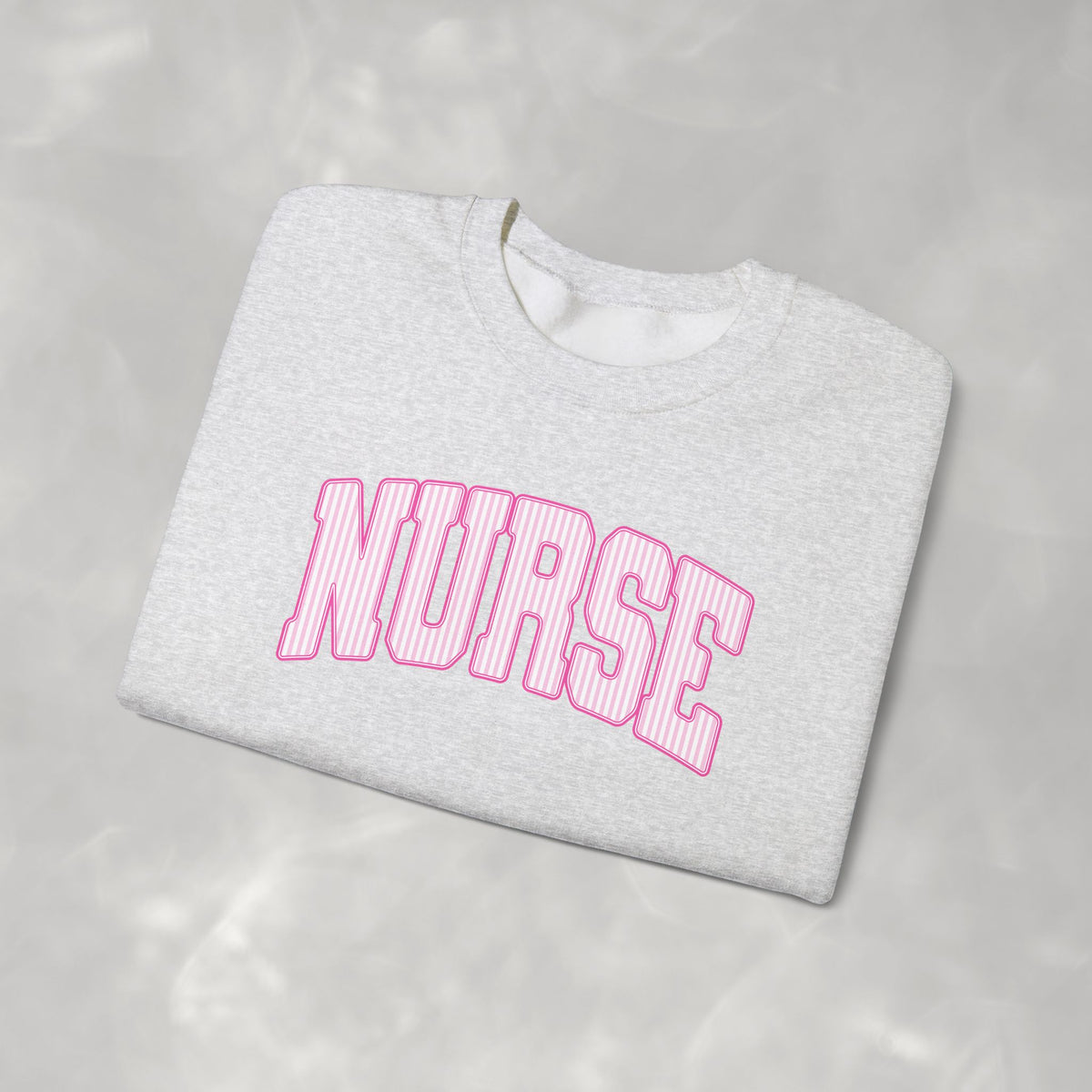 Pink Striped Varsity Nurse Gildan Unisex Heavy Blend™ Crewneck Sweatshirt for RN, LPN, GN, Student Nurse