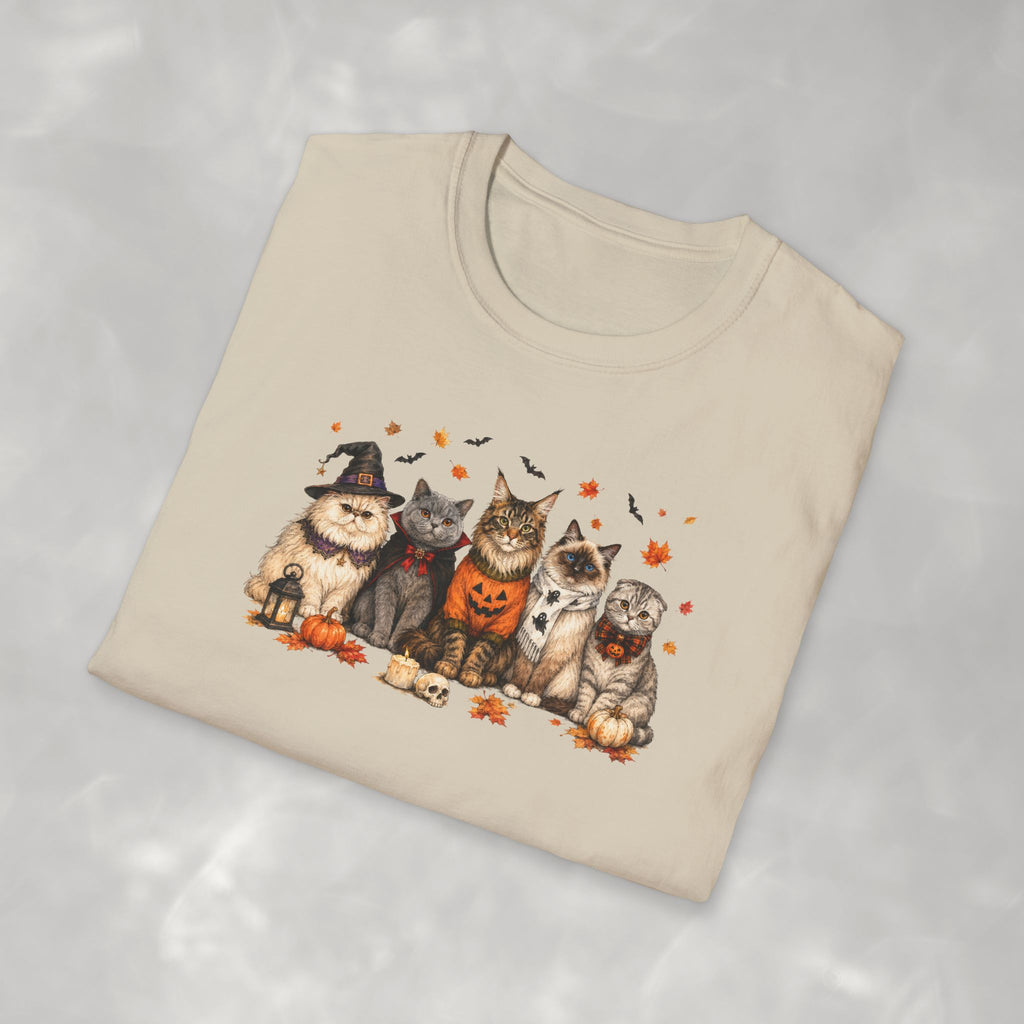Retro Cats in Halloween Costumes Gildan Unisex Softstyle T-Shirt