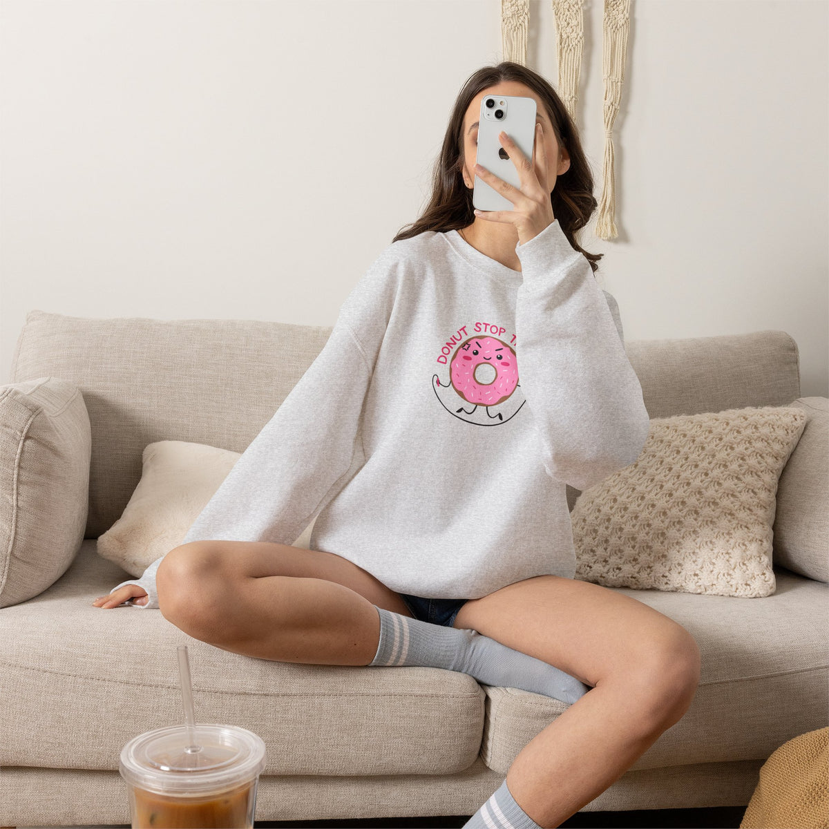Donut Stop Trying, Funny Cute Motivational Gildan Unisex Heavy Blend™ Crewneck Sweatshirt