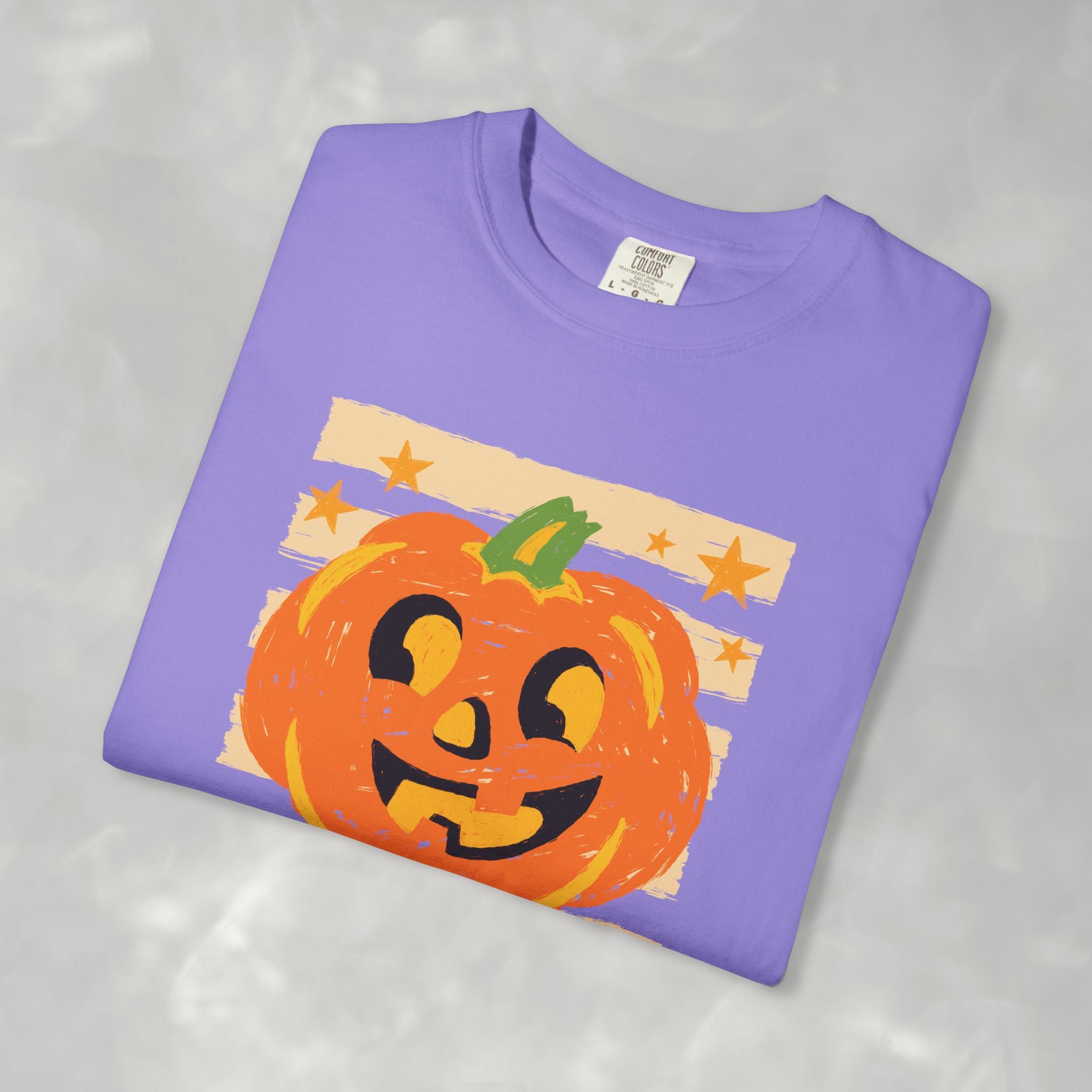 Happy Jack-O-Lantern, Striped Halloween Comfort Colors Unisex Garment-Dyed T-shirt