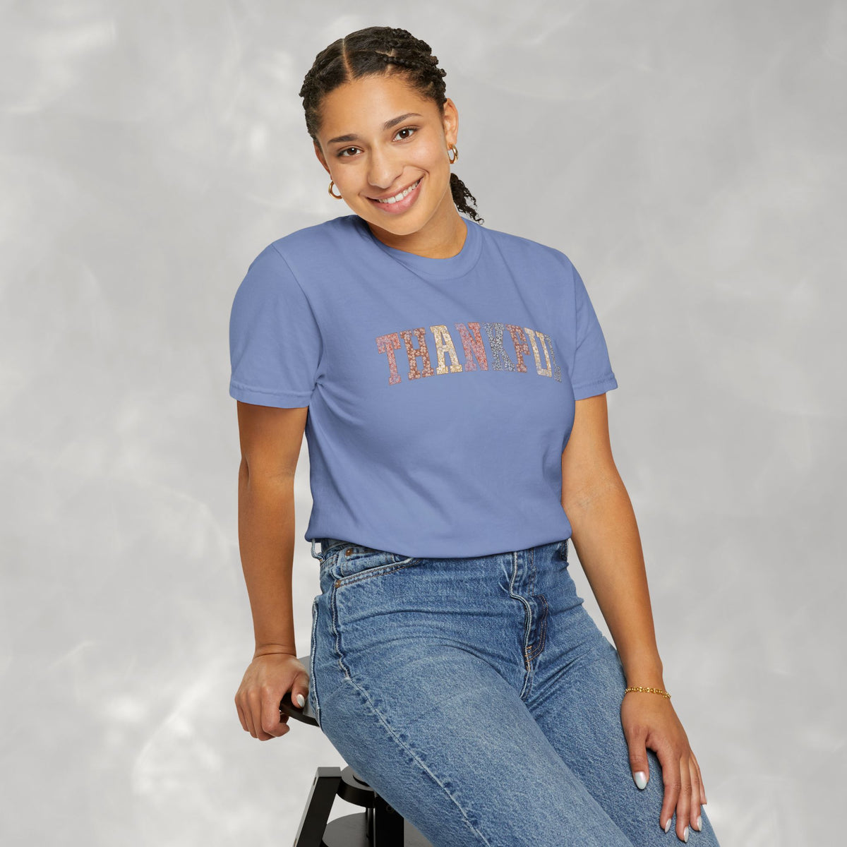 Boho Cute Thankful Comfort Colors Garment-Dyed T-shirt for Thanksgiving