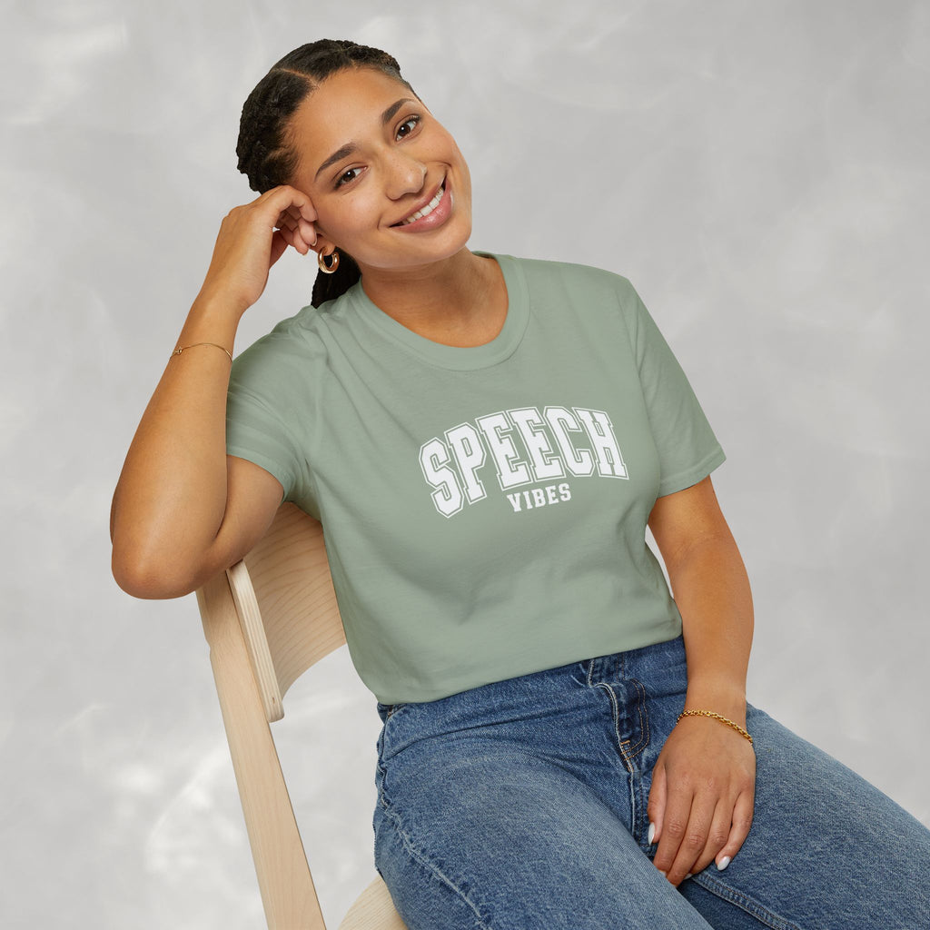 Speech Vibes Gildan Unisex Softstyle T-Shirt for SLP, SLPA, Speech Therapy